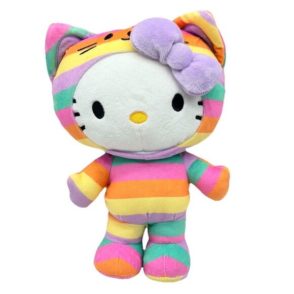 Sanrio Other - Hello Kitty Pastel Striped Sanrio GUND Plush Toy In Pusheen Cat Rainbow Costume